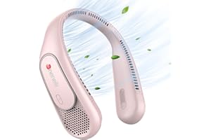 Dnenellr Nackenventilator, Ventilator Hals mit 360°Cooling Luftstrom, Hals Ventilator 6000mAh und 3-Speed Tragbare Hände frei Persönlicher Ventilator, USB Ventilator für Männer Frauen Kinder (Rosa)