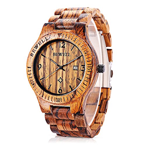Bewell ZS-W086B Holzuhr Quarz armbanduhr herren Analog Tage Anzeige Uhr Bewell ZS-W086B Holzuhr Quarz armbanduhr herren Analog Tage Anzeige Uhr