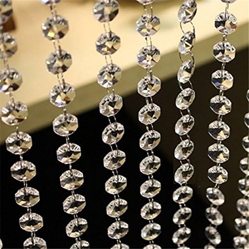 showll 5 m Golden Glass Crystal Beads Garland Strand Wedding Decoration 10 mm Acrylic Octagon Bead Garland Door Curtain Hanging Ornament Christmas Decoration