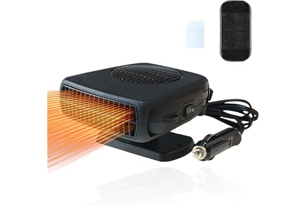 VicBou Calefactor Coche, Calefactor Coche Mechero Portátil, Portátil Calefactor 12v 150W, Descongeladores de Encendedores Enchufables Antiniebla, Calefacción y Ventilador de Refrigeración 2 en 1