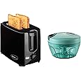 Pigeon 2 Slice Auto Pop up Toaster. A Smart Bread Toaster for Your Home (750 Watt) & Plastic Mini Handy and Compact Chopper with 3 Blades (Green, 400 ml)