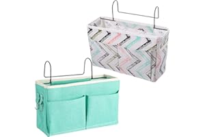 HATRIEL 2 Stück Multifunktionale Betttaschen, Bett Organizer Betttasche, Kinder Betttasche Organizer, Etagenbett Organizer, Große Betttaschen Aufhängen mit Haken, für Zeitschriften, Fernbedienung (2 Stile)
