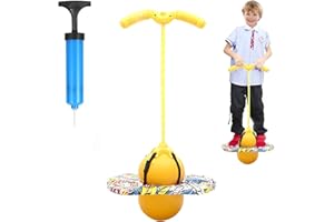 MeYuxg Ballon Sauteur avec Poignée, Balance Board Ballon Fitness, Capacité de Charge de 100 kg, Pogo Stick, Baton Sauteur Adulte Enfant, pour L'entraînement de L'équilibre et Le Sport (Jaune)