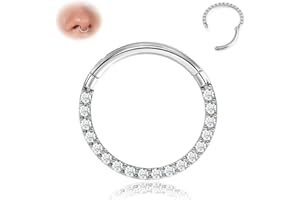 BodyBonita Anneaux de Piercing Septum Clicker avec CZ - Acier Chirurgical 316L 20G/18G/16G Piercing Nez Anneaux Conch Piercing Oreille Conch Helix Tragus Rook Cartilage Daith Lobe Nombril 6mm-10mm