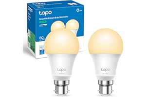 Tapo L510B (2-Pack) Smart Bulb, B22 LED Light Bulb, Alexa Light Bulbs, Dimmable Bulb,Energy Monitoring, 8.3W (60W), Schedule & Timer, Away Mode, Energy Saving, Voice Control with Alexa&Google