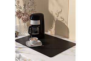HOVOTO Draining Mat, Kitchen Super Absorbent Draining Mat, Super Absorbent Kitchen Counter Mat, Coffee Machine Mat, Quick Dry Dish Drainer Mat, Anti Slip Drainer Mat for Kitchen Counter , Black, 30*50cm