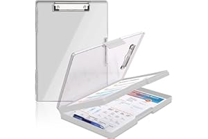 COLEESON Klemmbrett a4 mit Aufbewahrungsfach, Leichtes Zwischenablage, Kunststoff-Klemmbrett mit Ablage, 2 Lagerung Seitlicher Öffnung - Tragbares Schreib-Klemmbrett für Schule/Industrie/Büro (A)