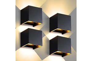 CANMEIJIA Aplique pared Exterior, 12W Impermeable IP65 Lampara de pared Interior Exterior Luz Cálida 3000K 1000 lm Ángulo ajustable Lámpara Pared Negro para Porche Salón Dormitorio