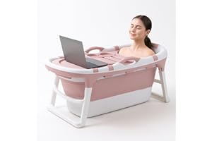 FLINQ Bañera plegable para adultos - 121 x 63 x 54 cm - Bañera móvil plegable - También adecuada para niños - Rosa
