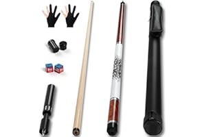 AKLOT Stecca da Biliardo, Stecca Professionale Estensione telescopica, Stecca in Legno d'Acero Canadese con Custodia per Stecche da Biliardo,147cm (58 pollicie),538-595g(19-21once)
