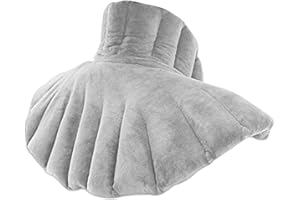 FISHTEC Coussin Chauffant Cervicales Micro Ondes - Tour de Cou et Epaules - Utilisation Chaud/Froid - Composition Riz, Lavande et Plantes Bienfaisantes - Matière Polaire - Gris