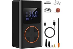 Elektrische Luftpumpe, 6000mAh Akku Luftpumpe, Viafexna 150 PSI Luftpumpe Elektrisch mit Manometer für Autoreifen, Fahrrad, Ball, Luftmatratze, Luft-ballon-pumpe, kann als Notlampe und Mobile Leistung