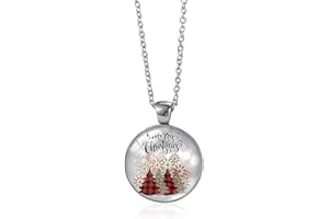 BelleFlair Women's Vintage Glass Christmas Chain with Crystal Embossed Christmas Tree Santa Pendant, Christmas Decoration for Women, Festive Chain as Christmas Accessories Jewellery