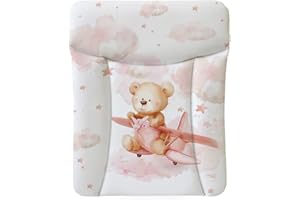 Ceba Baby® Matelas à Langer Bebe souple 70x50 cm - Matelas à langer epais lavable - pour garçons et filles - Certifié Öko-Tex - Imperméable - Vol de rêve de Teddy 50x70 cm