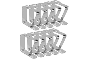 HONGECB Abrazadera de Mantel de Inoxidable, Pinzas Mantel Grande Acero, Sujeta Manteles Viento, Mantel Pequeños Clips de Sujeción, para Mesas Gruesas Mesa de Jardín, Plata, 10 Piezas
