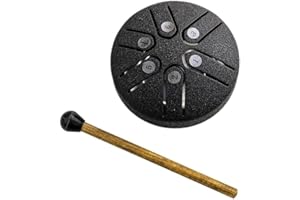 YXRRVING Steel Tongue Drum,3in 6 Tone Buddha Stones Steel Tongue Drum with Mallet Holder,Worry Free Drum,Sound Healing Drum,Handpan Drum Percussion Handpan Drum for Meditation Entertainment Musical Education