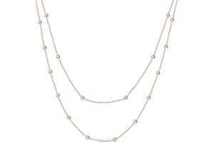 Happiness Boutique Collana Multifilo Oro Rosa | Delicata Collana Doppia Catenina Bijoux Acciaio Inossidabile