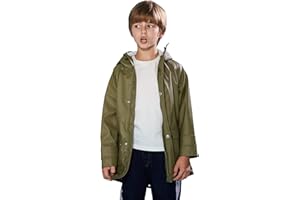 SOLOCOTE Kinder Regenjacke mit Kapuze gefüttert Gummi Regenmäntel für Mädchen Jungen Wasserdicht Winddicht Größe