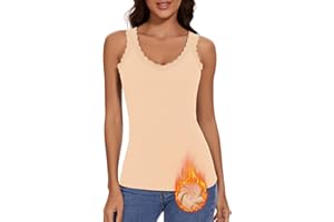 WOWENY Débardeur Thermique pour Femme Camisole avec Maillot de Corps en Dentelle Cami Chaud Col en V Polaire Haut sans Manches en Dentelle élégante