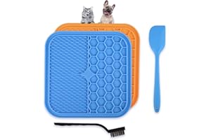 YMISAL Pack: 2 Licking Mat Perros y Gatos,1 Espátula de Silicona y 1 Cepillo Limpiador.Alfombrilla Comedero Perro Libre de BPA. Ideal Aseo,Baño,Grooming y Ansiedad.Comedero Gato Antivoracidad (2Pz Pequeñas)