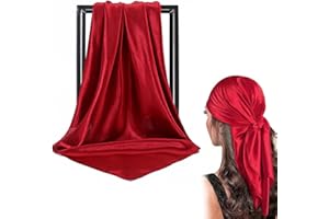 MEXRUMI 1 Stück Einfarbiger Kopftuch Seidentuch Halstuch Für Damen,Einfaches Satin Bandana Schlaf Bandana Headscarf Haarschmuck 90 * 90Cm Große Quadrat Schals