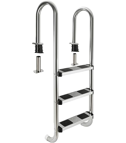 MELLCOM Échelle de piscine à 4 marches avec double rampe et marches antidérapantes pour piscines