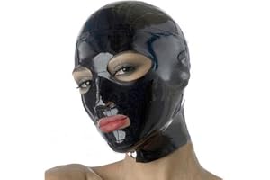 WXLPCGO Latex huva SM latex huvudskydd svart naturlig latex handgjorda exponerade ögon exponerade mun dragkedja öppen för unisex