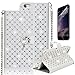 Produktbild iPhone 5 Hülle,iPhone SE Handyhülle,iPhone 5S Leder Schutzhülle,Pershoo [Strass Diamant mit Kette] [Stylish Weiß]PU Leder Flip Case im Bookstyle Wallet Folio Cover Ledertasche Schutzhülle Case Tasche mit Standfunktion und Karte Halter Magnetverschluss Glänzend Rhinestone Kristall Crystal Strap Chain Etui Bumper Hülle für iPhone 5/5S/SE + 1 x Frei Displayschutzfolie-Weiß