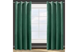 Eurofirany ROSA Tenda in Velluto con Occhielli - 1 Unità, Soffice, Pannello, Drappo Classico, Glamour, Elegante, Soggiorno, Camera da Letto, 290 g/m2, 140x250 cm, Verde Scuro