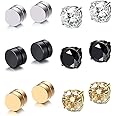 Boucles D'oreilles Magnétiques En Acier Inoxydable - Lot De 5 Paires, Unisexe, 8mm - Idée Cadeau Homme/femme