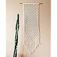 R.R.LALA Macrame Cotton Boho Wall Hanging Bohemian Nordic Woven Wall Decor Tapestry, Hippie Beautiful House Living Room Home Decoration 14x30 Inches (Ivory Color)