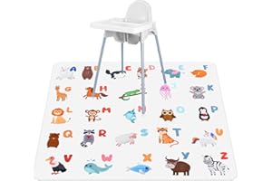 Vicloon Łatwa do czyszczenia mata rozpryskowa 132 cm, mata podłogowa do krzesełka dla niemowląt, zmywalne maty do rozlania, wodoodporna, niechlujna, mata do karmienia pod krzesełko do karmienia