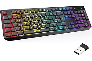 KLIM Chroma Tastiera Wireless ITALIANA - Sottile, Resistente, Ergonomica + Tastiera Gaming Retroilluminata Silenziosa e Impermeabile + PC Mac PS4 PS5 + NUOVA VERSIONE + Nera
