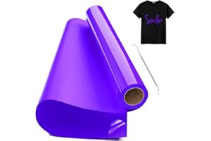 BUERPINKING Vinilo Textil Termoadhesivo Púrpura, 30.5 cm x 600 cm Rollo Vinilo Textil Termoadhesivo con Gancho, Vinilo Termoadhesivo Textil para Cri-cut & Cameo, Fácil de Cortar & Desherbar (Púrpura)