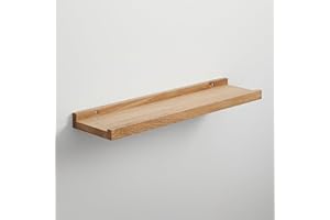 ‎BESTLOFT.DE BestLoft.de Bilderleiste Holzregal Wand Regal Bilderleiste Eiche Floating Shelf Flur Regal Holz Deko Wand Wandregal Holz massiv (Eiche Hell, Breite: 60cm / Tiefe: 15cm)