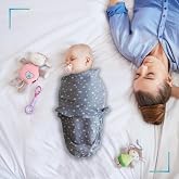 Mommy's lab New Season 0-4 Months Patterned Colorful Velcro Ready Baby Swaddle - Cotton Swaddle 100% Cotton (GRAY)