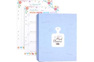 XIONGXIONG Meal Planner Menu Settimanale Planner Grande 6 Anelli 324 Pagine A4 Kit Per Scrivere Il Tuo Meal Planner,Planner Menu Settimanale Come Con Adesivi Alimentari,Regali Di Cucina Per Le Donne（viola）