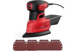 VISTRECK Schleifmaschine, 200W Schwingschleifer für Holz, 12500 RPM Multischleifer mit 20 Stück Schleifpapier, Vakuum Staubsammelbox, Professional Schleifgerät für Sperrholz, Metall, Trockene Wände