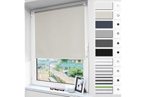 Magiea Verdunklungsrollo ohne & mit Bohren Klemmfix, Creme 100x200cm (BxH), Verdunkelungsrollo Klemmrollo Thermorollo, Fensterrollo innen Sonnenschutz und Sichtschutz, Rollos für Fenster & Tür