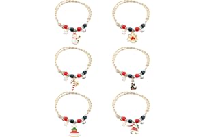 GLAITC Weihnachtsarmband, 6 Stück Weihnachts Charm-Armbänder Kinder Freundschaftsarmband Weihnachts bracelet Women Weihnachten Kinderarmband Anhänger aus Legierung Geschenk für Damen und Mädchen