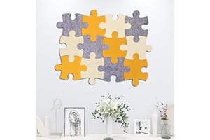 BESER LEE 12pcs Memo Bulletin Board for Walls, Felt Planning Cork Board Tiles Wall Stickers, Jigsaw Puzzle Pin Memory Boards Self Adhesive for Photos Display Board Pads Pictures Poster Goals Notes Decorative
