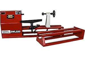 LUMBER JACK SWL350 Wood Lathe, 370W Induction Motor, 1000mm Between Centres, 350mm Turning Diameter, 4-Speed Control, Complete Starter Kit for Woodturning