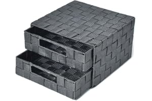 BM Cestino Portaoggetti Bagno Effetto Rattan, Set di 3 Cestini Bagno da Scaffale Intrecciato Organizer Scatole Portaoggetti Adatto a Diversi Usi Organizzazione (Nero Cassettiera)