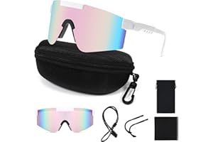 HOMELYXE Lunette de Soleil Sport Polarisée Lunette Velo Homme Femmes UV400 Protection Lunette de Vitesse Réglable Lunette de Cyclisme pour Cyclisme Course à Pied Ski Golf Moto