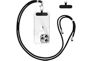 Vauki Cordón para Teléfono Cadena Universal con Parche, Colgar Teléfono con Correa Móvil en Cuello Ajustable Cuerda para la Mayoría de los Smartphone para iPhone Samsung Huawei Redmi OnePlus, Negro