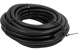 Uotyle Wellrohr, PP Leerrohr 5m Kabelrohr Flammhemmend Kabelschutzrohr Wasserdicht Flexibel Rohr Für Kabelschutz Schwarz Elektrorohr (AußenΦ:15,8mm,Innenφ12mm)