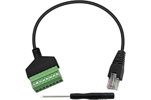 Maxhood RJ45 Screw Terminal, RJ45 Male to 8 Pin Screw Terminal Connector, 8P8C to 8 Pin Ethernet Connector Breakout Board Cable for Cat5 /6/7 Ethernet Extender AV CCTV Network Adapter 12inch
