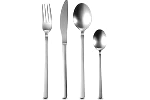 Bergner Q2380 NICE - cubertería, acero inoxidable, cromado mate, 17.5x7.5x27 cm, 24 unidades