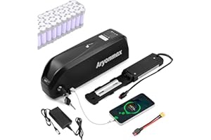 ARYONMAX (UK Stock) 36V 48V 52V Ebike Battery 10-25Ah with Charger, Large Capacity Long Range Safe Lithium Electric Bike Battery for 250W-1500W Motor (Hailong 36V 25Ah 5Pin+USB for 0-750W)