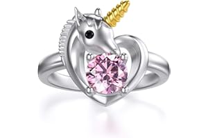 AOBOCO Anello a forma di unicorno, in argento Sterling, per ragazze, donne, figlia, voi